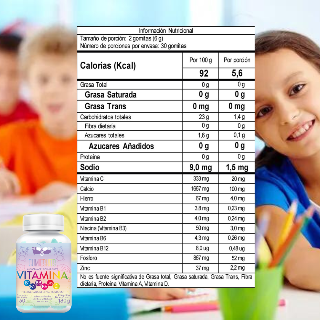 Gomitas Multivitamínicas para Niños (x60) - ¡Crecimiento y Defensa con Sabor a Mandarina!