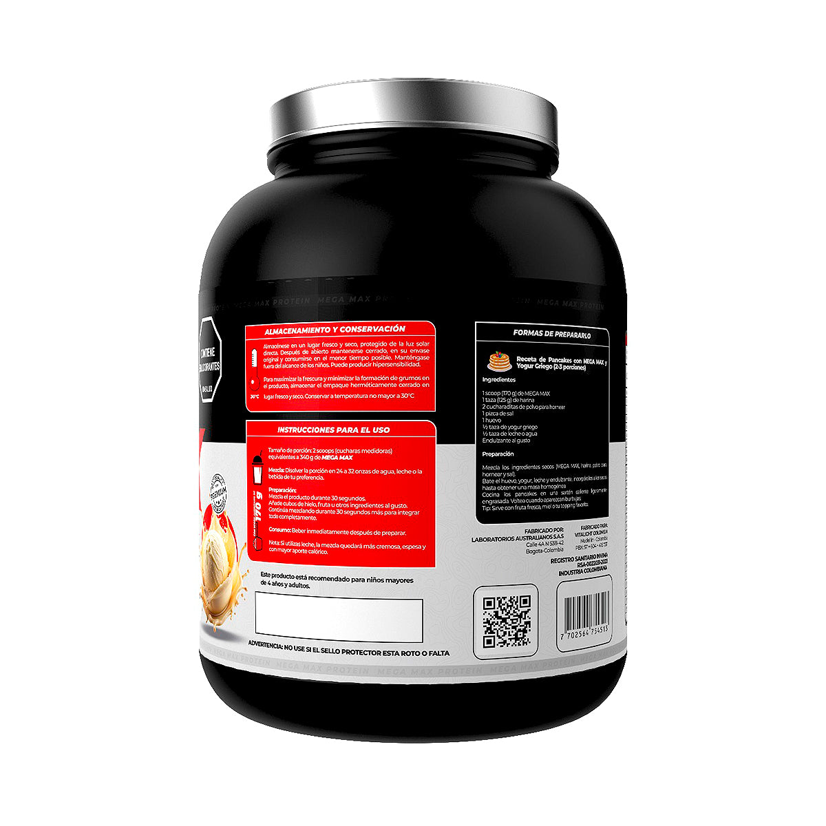 Proteína Mega Max Gainer 6 Lb - ¡88g de Proteína, 937 Calorías y 37g de BCAAs por Porción!