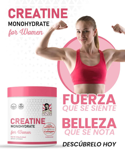 Creatina Monohidratada con BCAA y Colágeno - Potencia y Tono Muscular Femenino